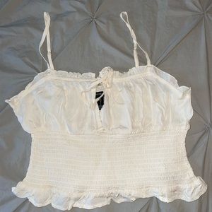 White Cami Ruffle Tank